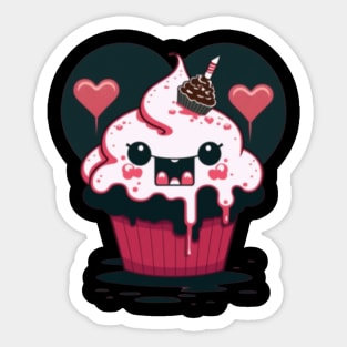 Kawaii Evil Cupcake Sticker